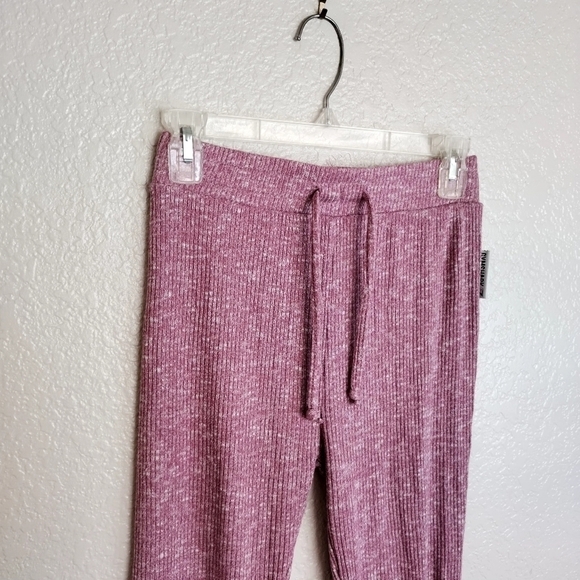 Gymshark Womens Slounge Ribbed Leggings Joggers Small S Hi Rise Deep Plum Marl S - Picture 7 of 7